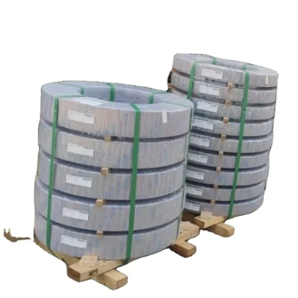 Coils of cold rolled grain oriented steel stored in a steel manufacturing plant