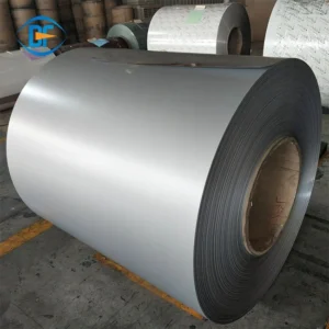 Electrical steel coils in a warehouse for transformer core production