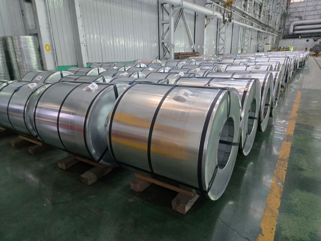 CRGO electrical steel coils stored in warehouse for transformer steel price analysis