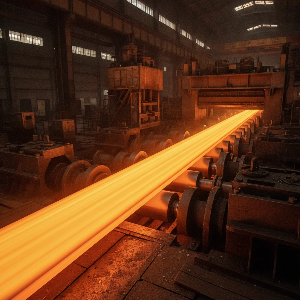 Custom electrical steel production line showing a hot steel strip moving through a rolling mill