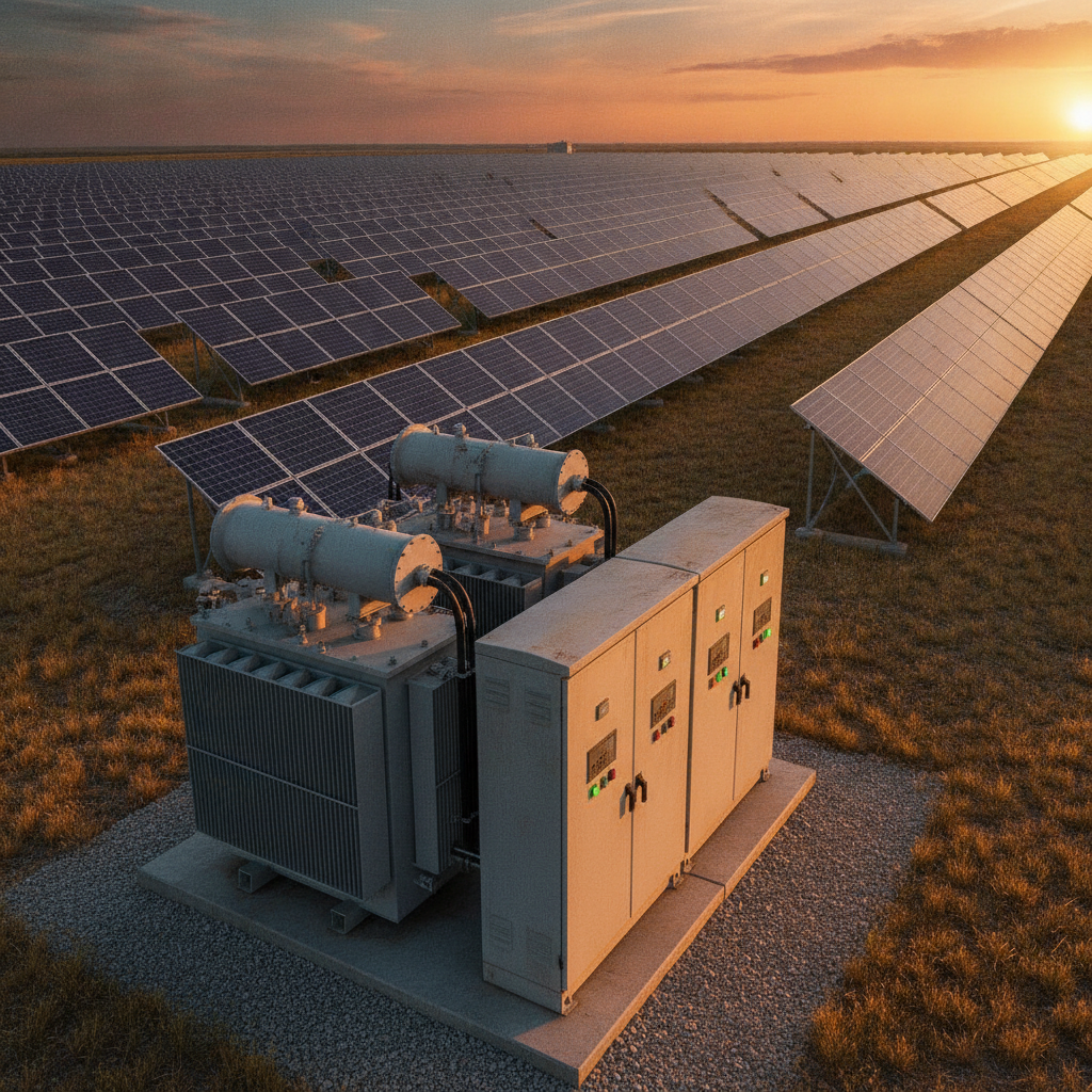 Solar inverter transformer with CRGO electrical steel core in photovoltaic power plant