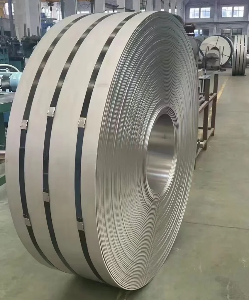 Ultra-thin CRNGO electrical steel coil stored in factory warehouse before export shipment to North America