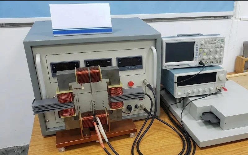 Epstein frame core loss test setup in the in-house test lab