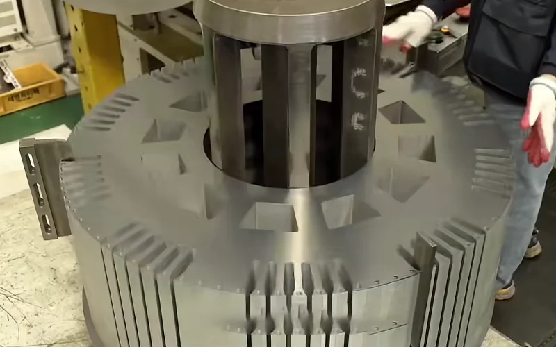 EV traction motor lamination stamping and stacking production line