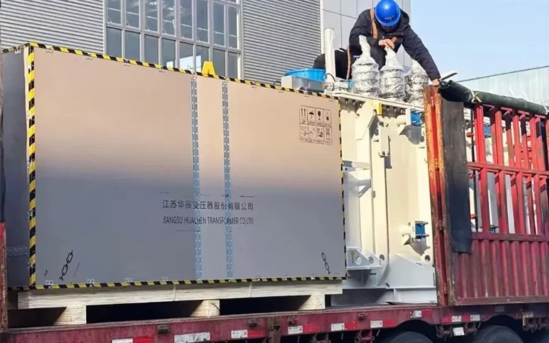 Finished power transformer tank ready for testing and shipment