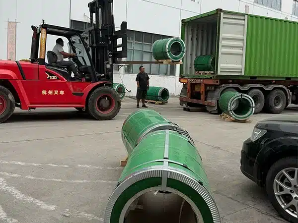 crgo coils india container yard forklift loading