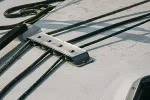 Stainless steel deck hardware and rigging on a boat, a chloride-exposure application where 304 vs 316 grade choice matters