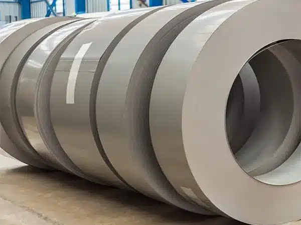 Finished grain-oriented electrical steel slit coils with grey coating in the warehouse