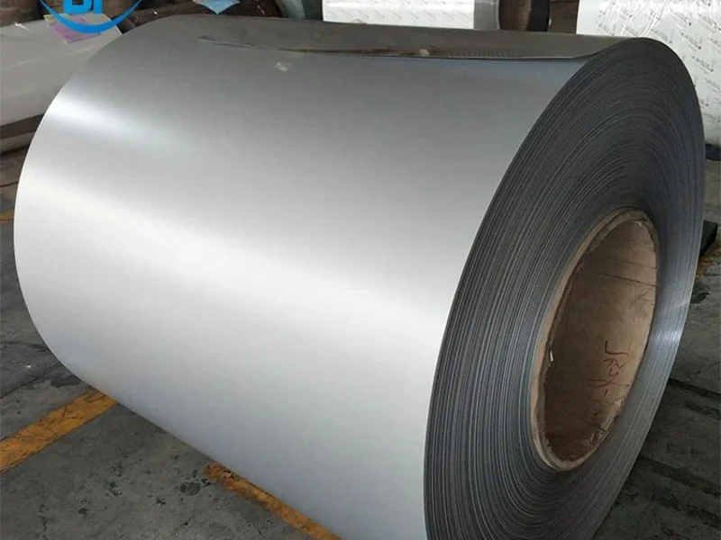 Electrical steel coils in a warehouse for transformer core production